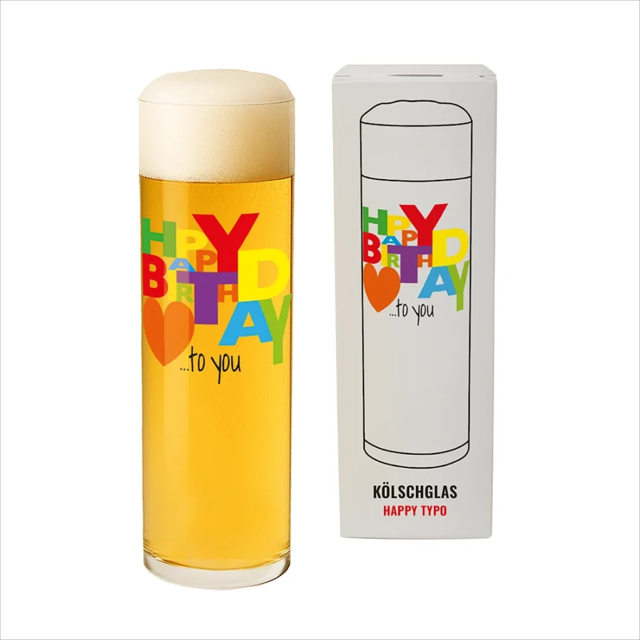 Kölschglas – Happy Typo